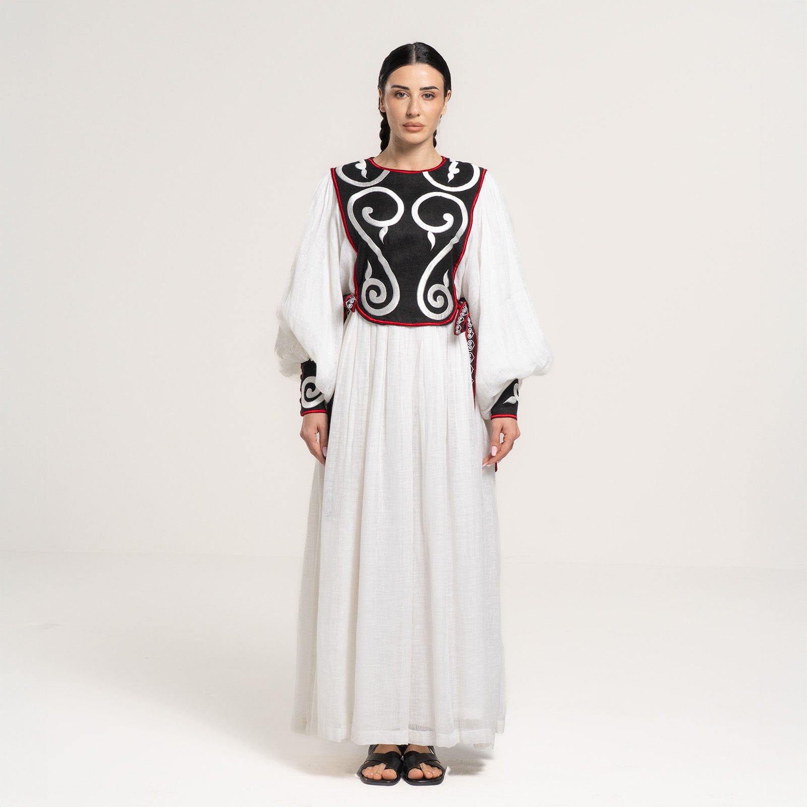 Cotton Khaima Dress with Thread Embroidery