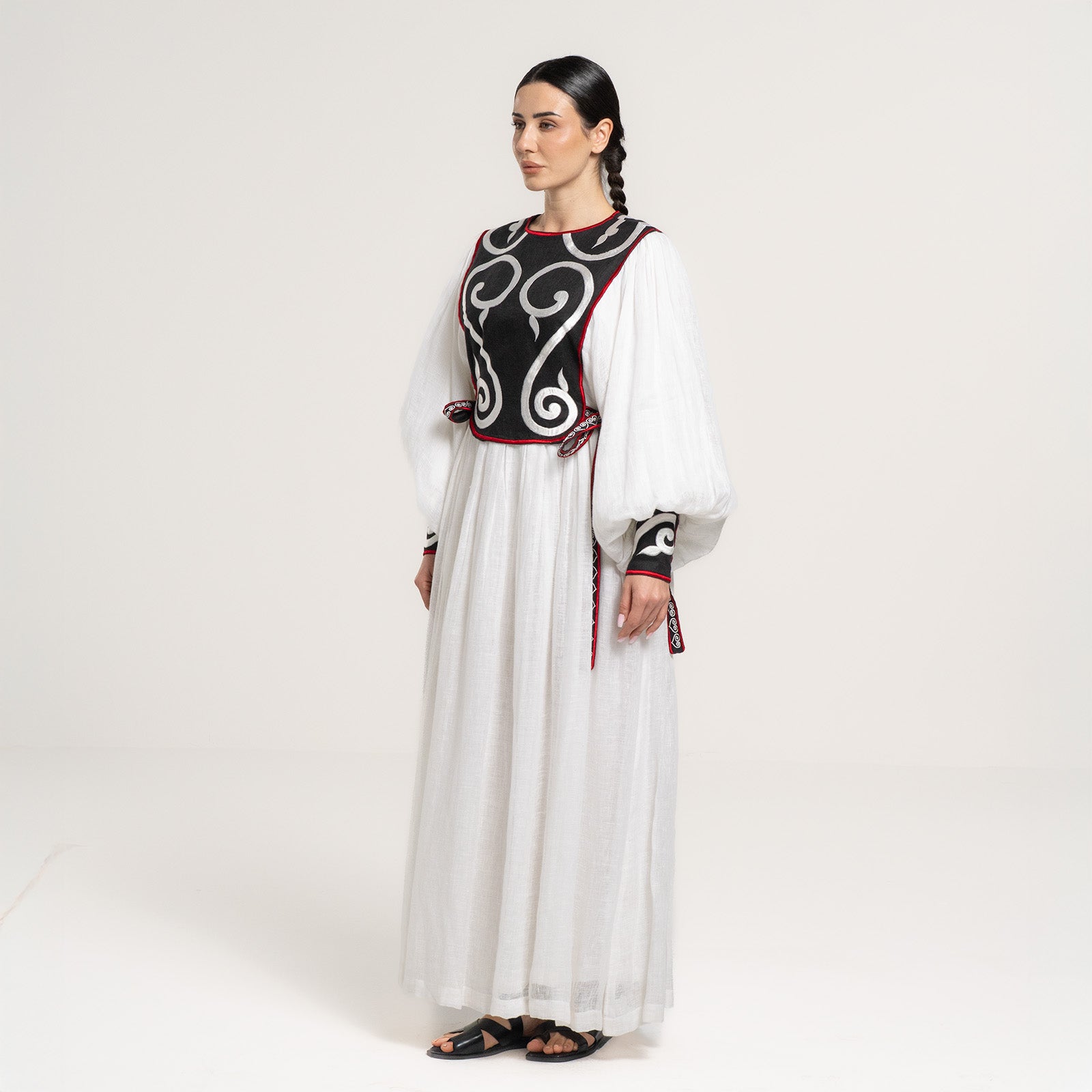 Cotton Khaima Dress with Thread Embroidery