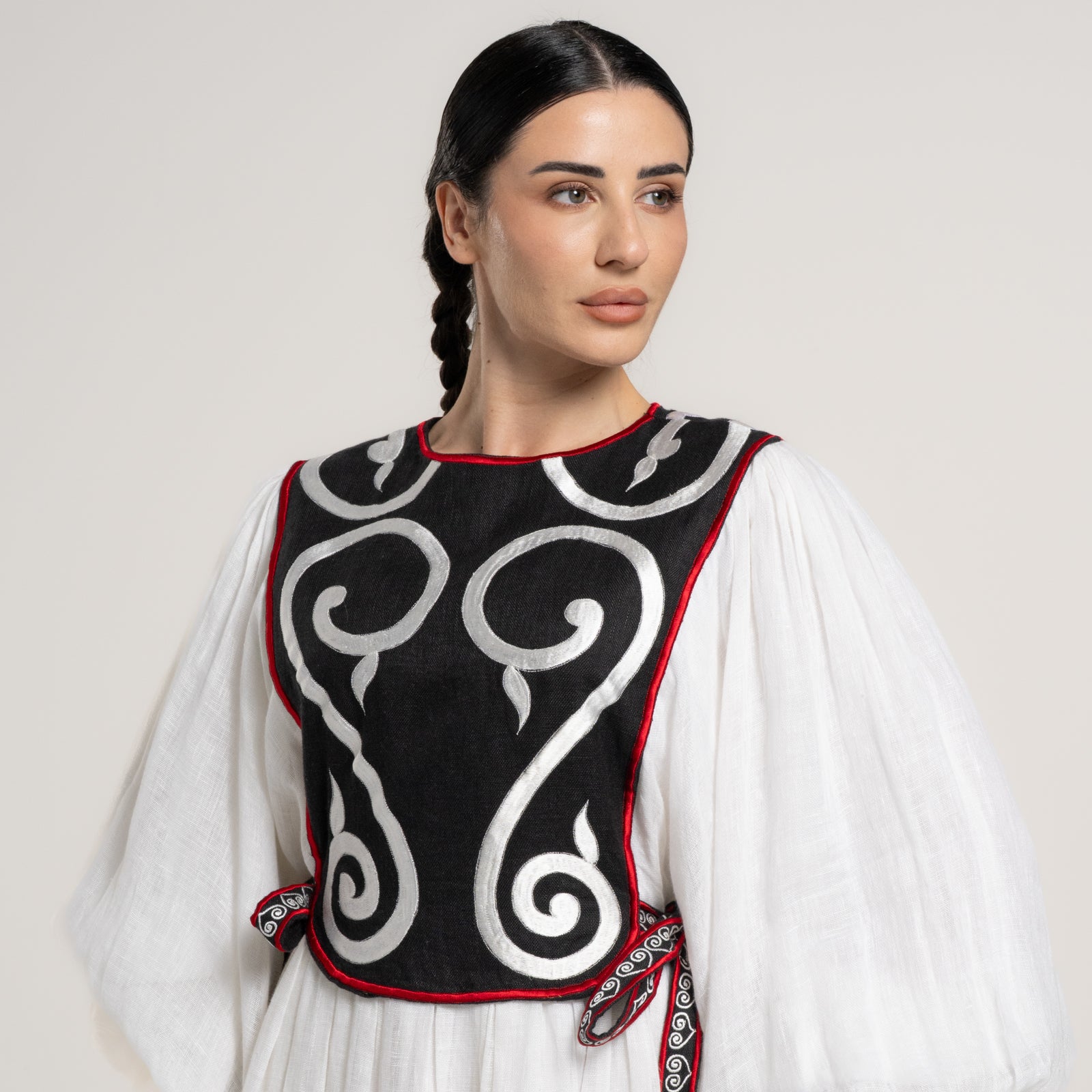 Cotton Khaima Dress with Thread Embroidery