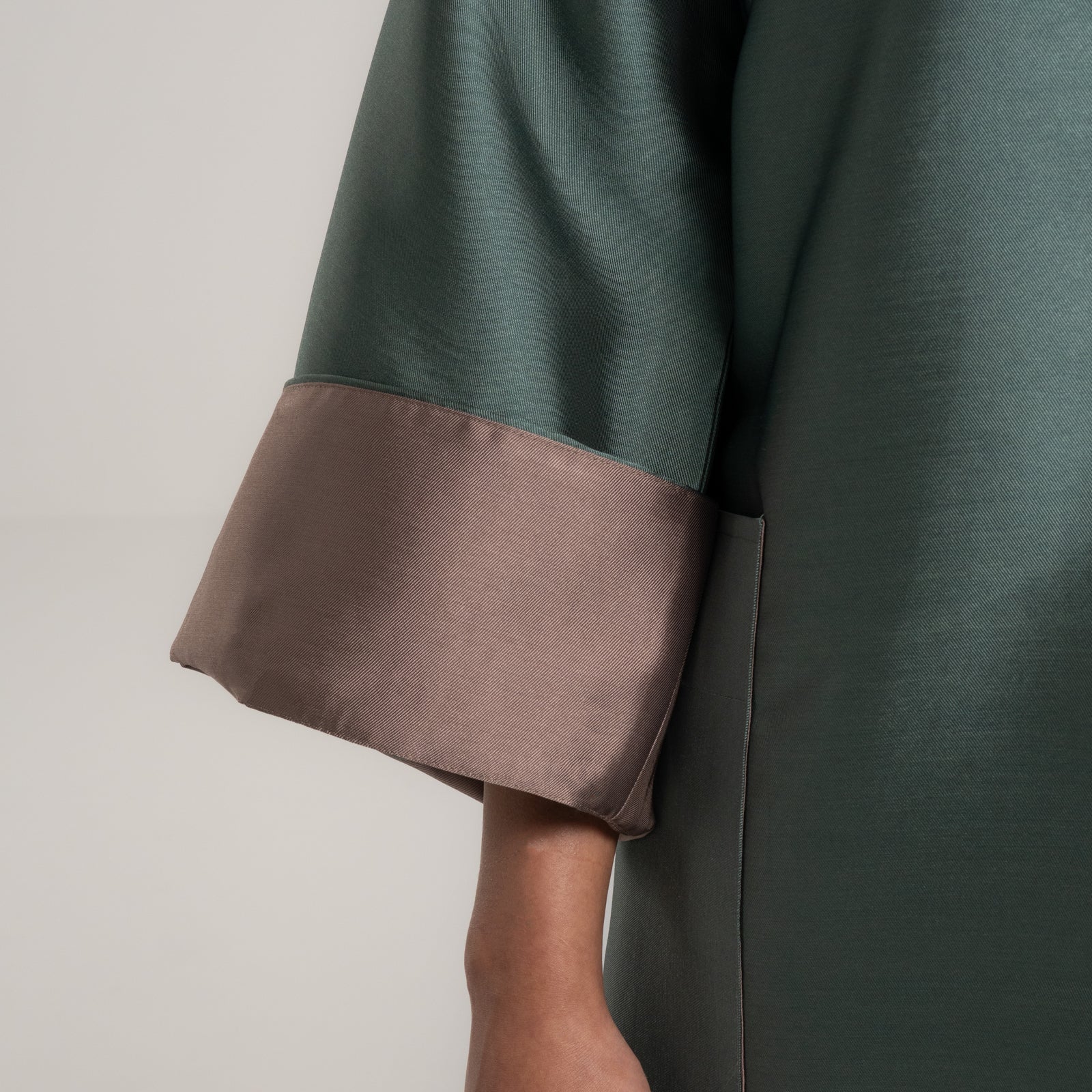 Mikado Olive Stone Dress with Stone Edges