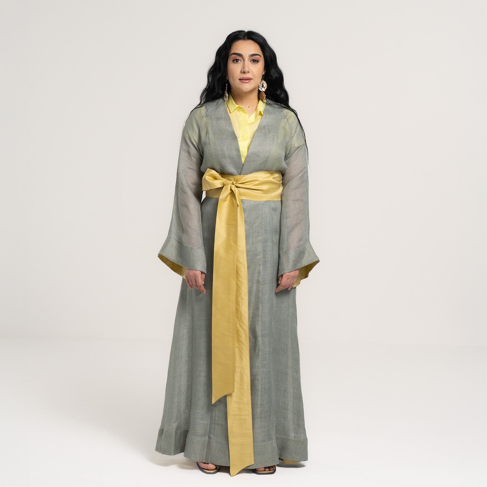 Charcoal Linen Golden Horizon with Gold Belt