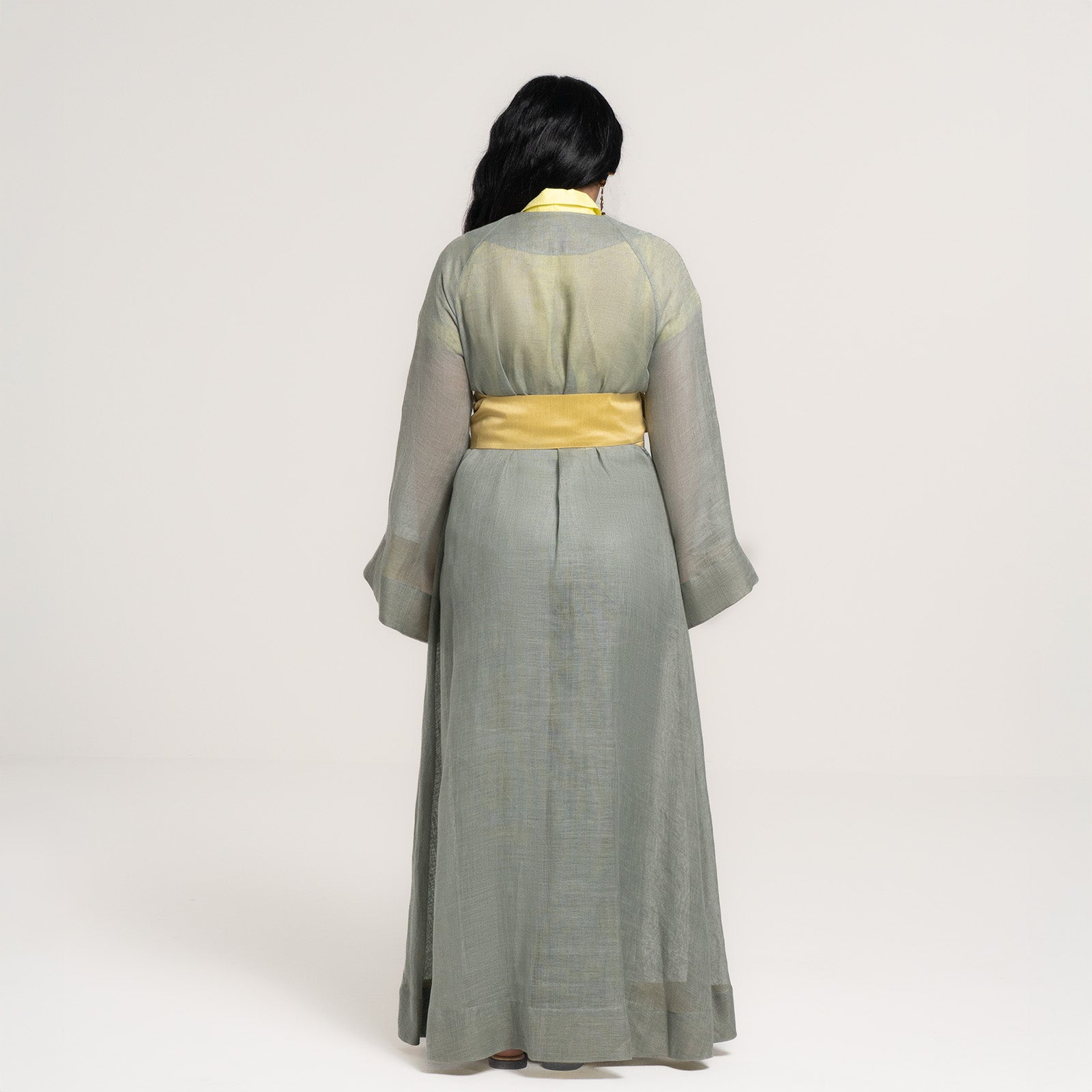 Charcoal Linen Golden Horizon with Gold Belt