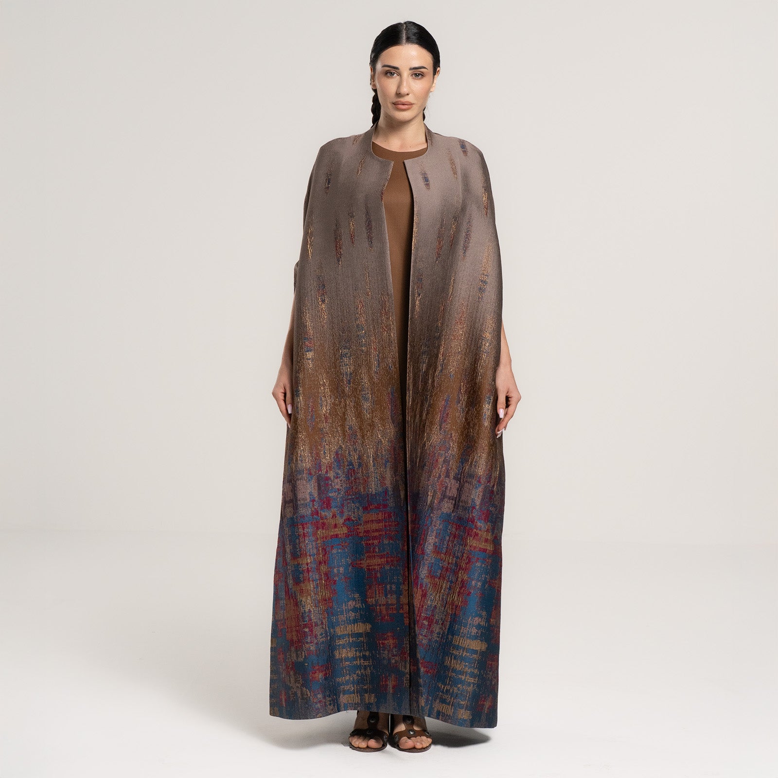 Brocade Sukoon Abaya with Ripple Threads
