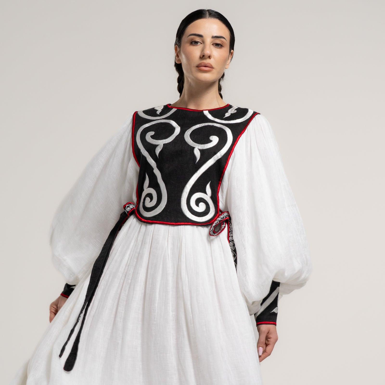 Cotton Khaima Dress with Thread Embroidery